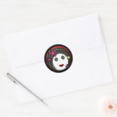 Sticker Rond GIrl de l'espace de fleurs (Enveloppe)