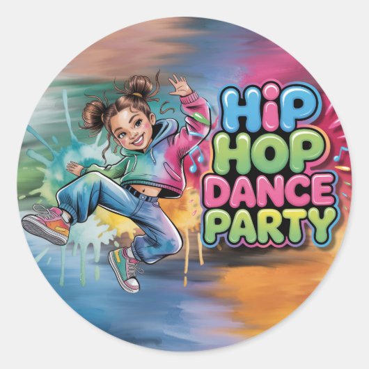 Sticker Rond Girl Hip Hop Dance Birthday Party (Devant)