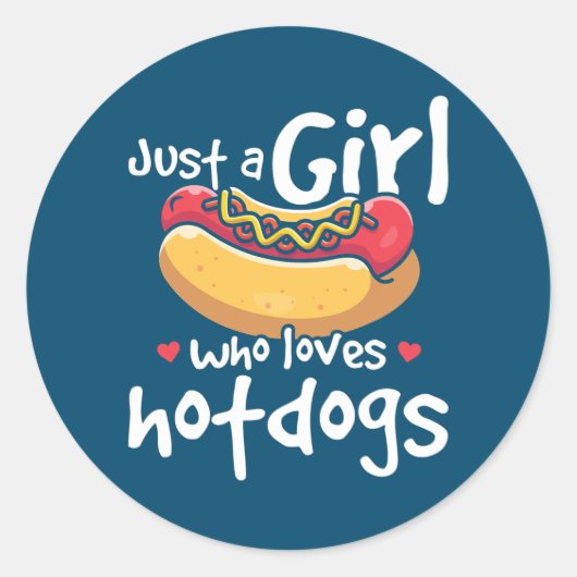 Sticker Rond Girl Hotdog Lover Restauration rapide (Devant)