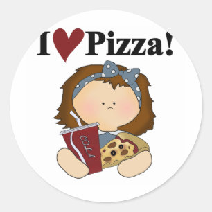 Sticker Rond Girl I Love Pizza Tshirts et cadeaux