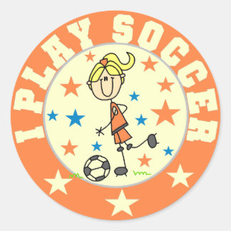 Sticker Rond Girl I Play T-shirts et cadeaux de soccer