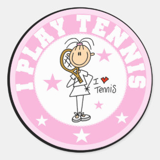 Sticker Rond Girl I Play Tennis Tshirts et cadeaux