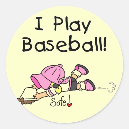 Sticker Rond Girl I Play Tshirts et cadeaux de baseball (Devant)