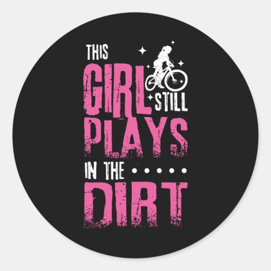 Sticker Rond Girl Mountain Biker Downhill (Devant)