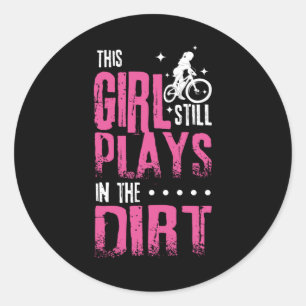 Sticker Rond Girl Mountain Biker Downhill