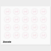 Sticker Rond Girl Pink Bow Baby shower Adresse de retour (Feuille)