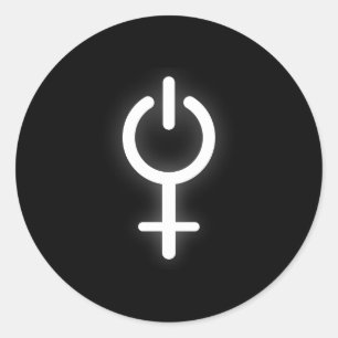 Sticker Rond Girl Power Electronic Symbole pour Gamer Female Si