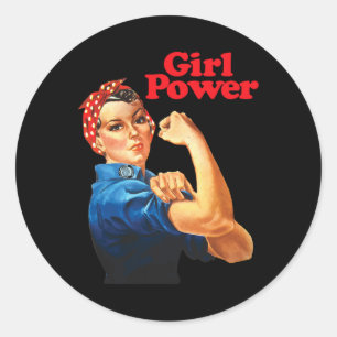 Sticker Rond Girl Power T Shirt Feminist Roar Résiste Non