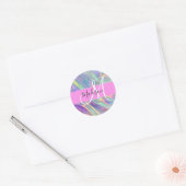 Sticker Rond Girl Rainbow Holographic Iridescente Monogramme No (Enveloppe)