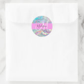 Sticker Rond Girl Rainbow Holographic Iridescente Monogramme No (Sac)