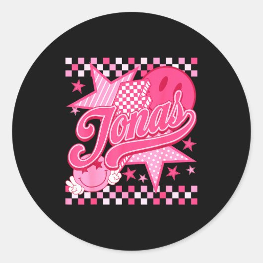 Sticker Rond Girl Retro Jonas Groovy Flower First Name D 80's  (Devant)