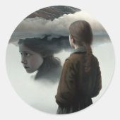 Sticker Rond Girl with clouds (Devant)