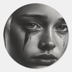 Sticker Rond Girl with tears