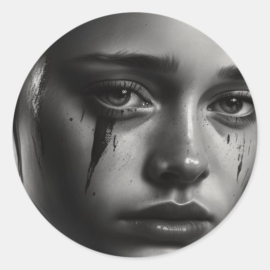 Sticker Rond Girl with tears (Devant)