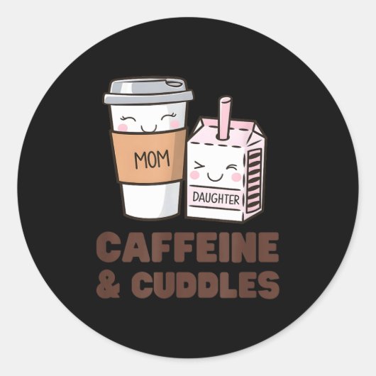 Sticker Rond Girls Caffeine & Cuddles Twinning Coffee Juice (Devant)