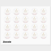Sticker Rond Girl's First Holy Communion Pastel Floral (Feuille)