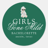 Sticker Rond Girls Gone Mild Spa Bear Bachelorette (Devant)