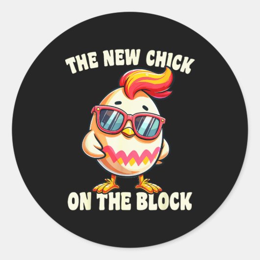 Sticker Rond Girls New Chick On The Block Egg Hunting Easter Wo (Devant)