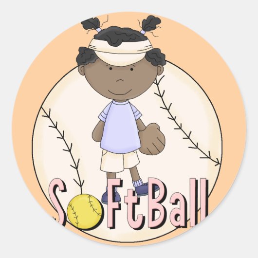 Sticker Rond Girls Softball Africain-Américains t-shirts et cad (Devant)