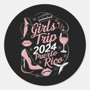 Sticker Rond Girls Trip 2024 Porto Rico Travel Group Caraïbes