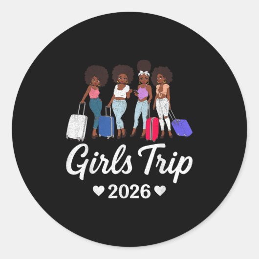 Sticker Rond Girls Trip 2026 For Black Melanin Queen On Vacatio (Devant)