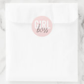 Sticker Rond Girly blush typographiy script girl boss (Sac)