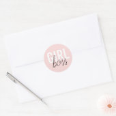 Sticker Rond Girly blush typographiy script girl boss (Enveloppe)