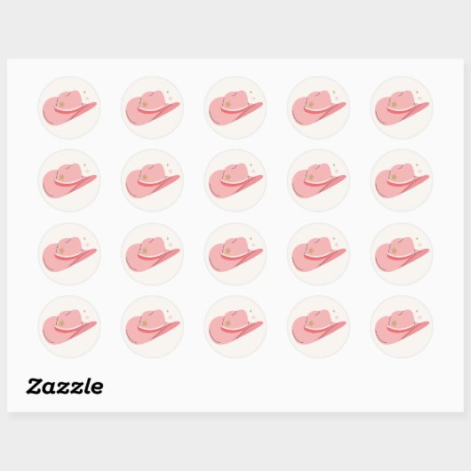 Sticker Rond Girly Cowboy Casquette (Feuille)
