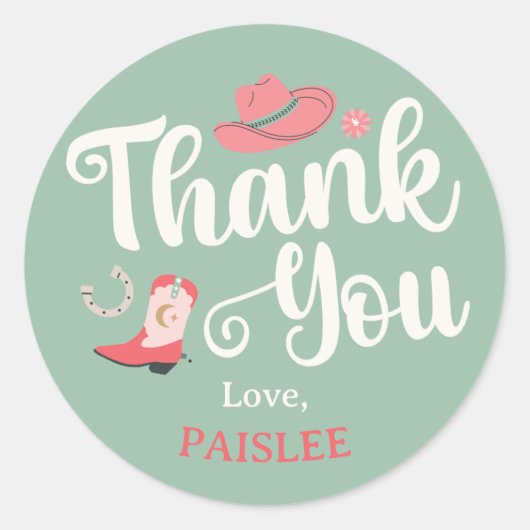 Sticker Rond Girly Cowboy Merci (Devant)