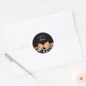 Sticker Rond Girly Giraffe Imprimer Bow en ruban orange avec no (Enveloppe)