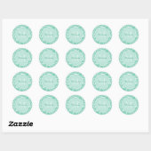 Sticker Rond Girly Mint Green Giraffe Imprimer Monogramme et no (Feuille)