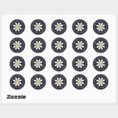 Sticker Rond Girly Mod Daisy et Pois (Feuille)