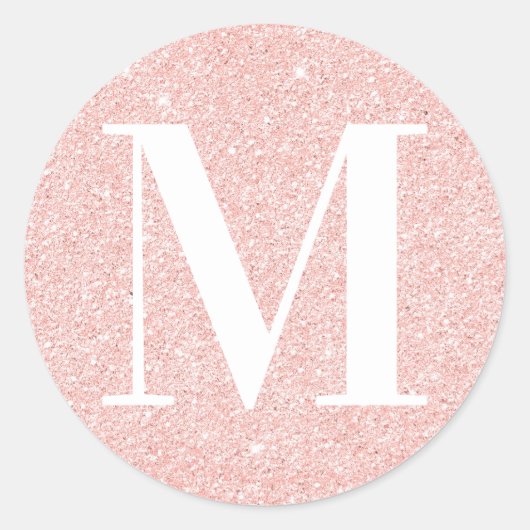 Sticker Rond Girly moderne Serif Monogrammed Rose Parties scint (Devant)