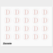 Sticker Rond Girly Rose Gold Pâle Pailleté Monogramme D (Feuille)