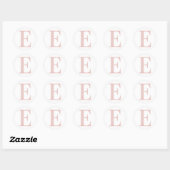Sticker Rond Girly Rose Pâle Pailleté Monogramme E (Feuille)