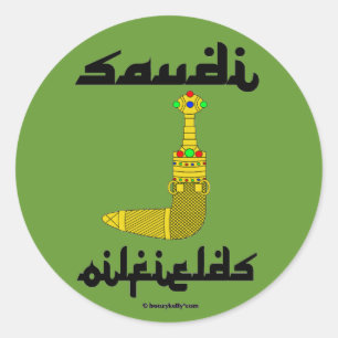 Sticker Rond Gisements de pétrole saoudiens, poignard d'or,