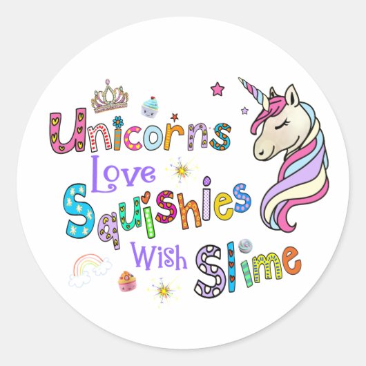 Sticker Rond Gishies de licorne Slime (Devant)