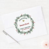 Sticker Rond Gîtes Joyeux Noël Fruits rouges Fruits Wreath (Enveloppe)