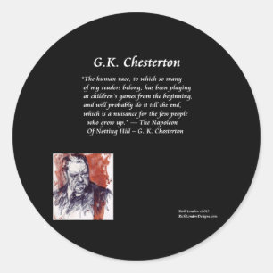 Sticker Rond GK Chesterton et ligne du livre d'ouverture