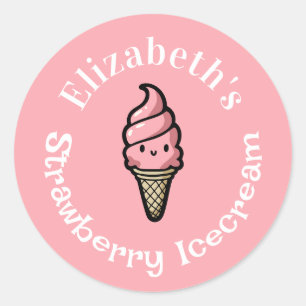 Sticker Rond Glace à la fraise