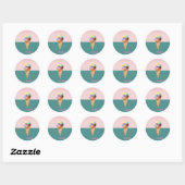 Sticker Rond Glace aquarelle colorée cool (Feuille)
