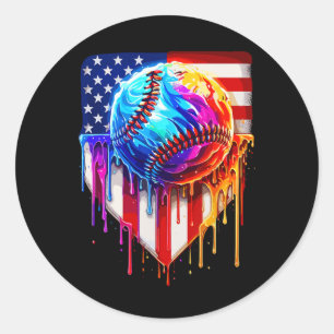 Sticker Rond Glace Bysebyll Drapeau Américain Coulée