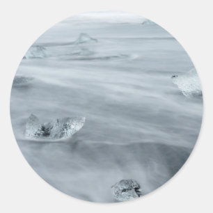 Sticker Rond Glace et eau sur une plage, Islande