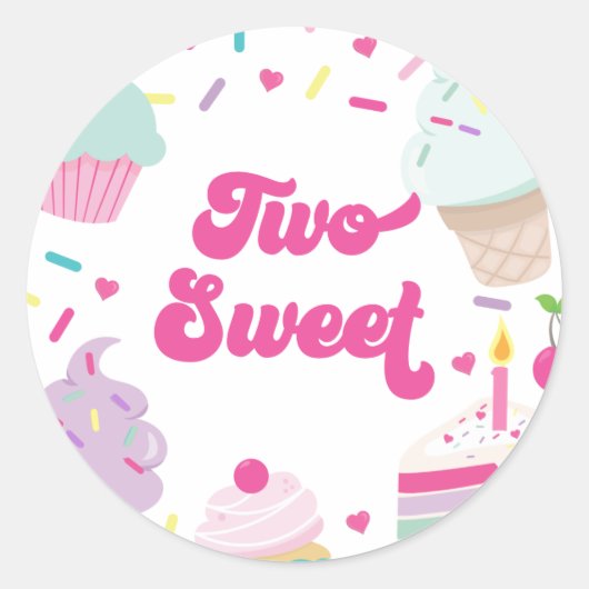 Sticker Rond Glace et gâteau Deux Douce 2e anniversaire (Devant)
