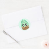 Sticker Rond glace kawaii menthe chocolatée (Enveloppe)