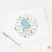 Sticker Rond Glace Pop Bleu Crème Sprinkles Récompense (Enveloppe)