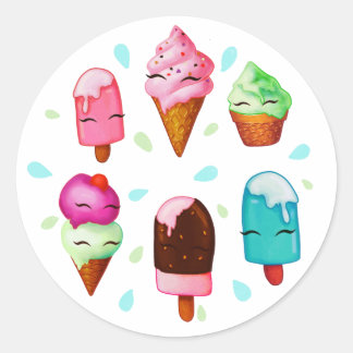 Sticker Rond Glace pop et glaces
