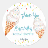 Sticker Rond Glace ramassée remerciement de shower de mariage (Devant)