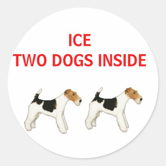 Sticker Rond GLACE secourt DEUX CHIENS À L'INTÉRIEUR (Devant)
