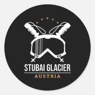 Sticker Rond Glacier de Stubai autriche station de ski ski vint